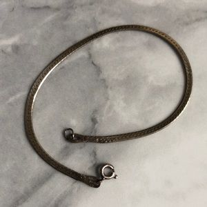 Sterling silver flat herringbone bracelet